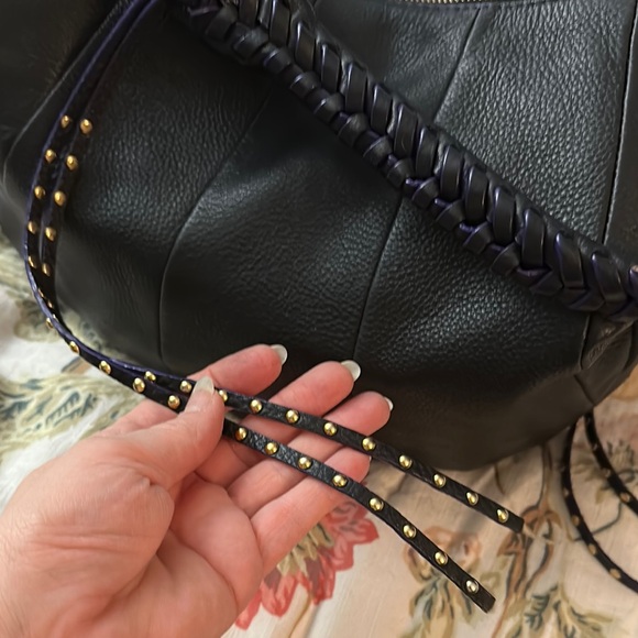 Black Leather Oryany Studded hobo Women's Bag purse - Picture 6 of 15